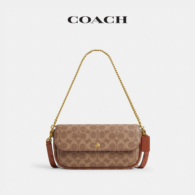 COACH/蔻驰 女士经典标志BROOK翻盖链带包老花高级感通勤CAN91