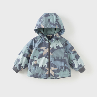 DB4254600 女童防水男宝宝连帽衫 戴维贝拉儿童加绒外套2025冬装 款