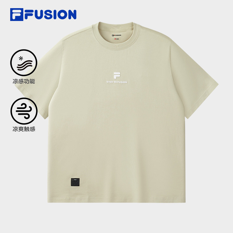 FILA FUSION斐乐潮牌男子针织短袖衫休闲纯棉凉感T恤T11M533117F
