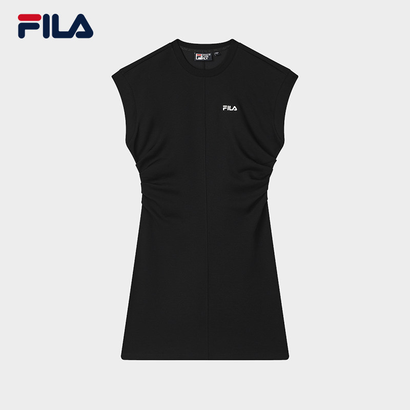 FILA 斐乐官方女子针织连衣裙2025夏季无袖收腰裙子F51W628397A
