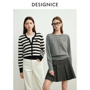 迪赛尼斯 通勤 圆领长袖 针织衫女