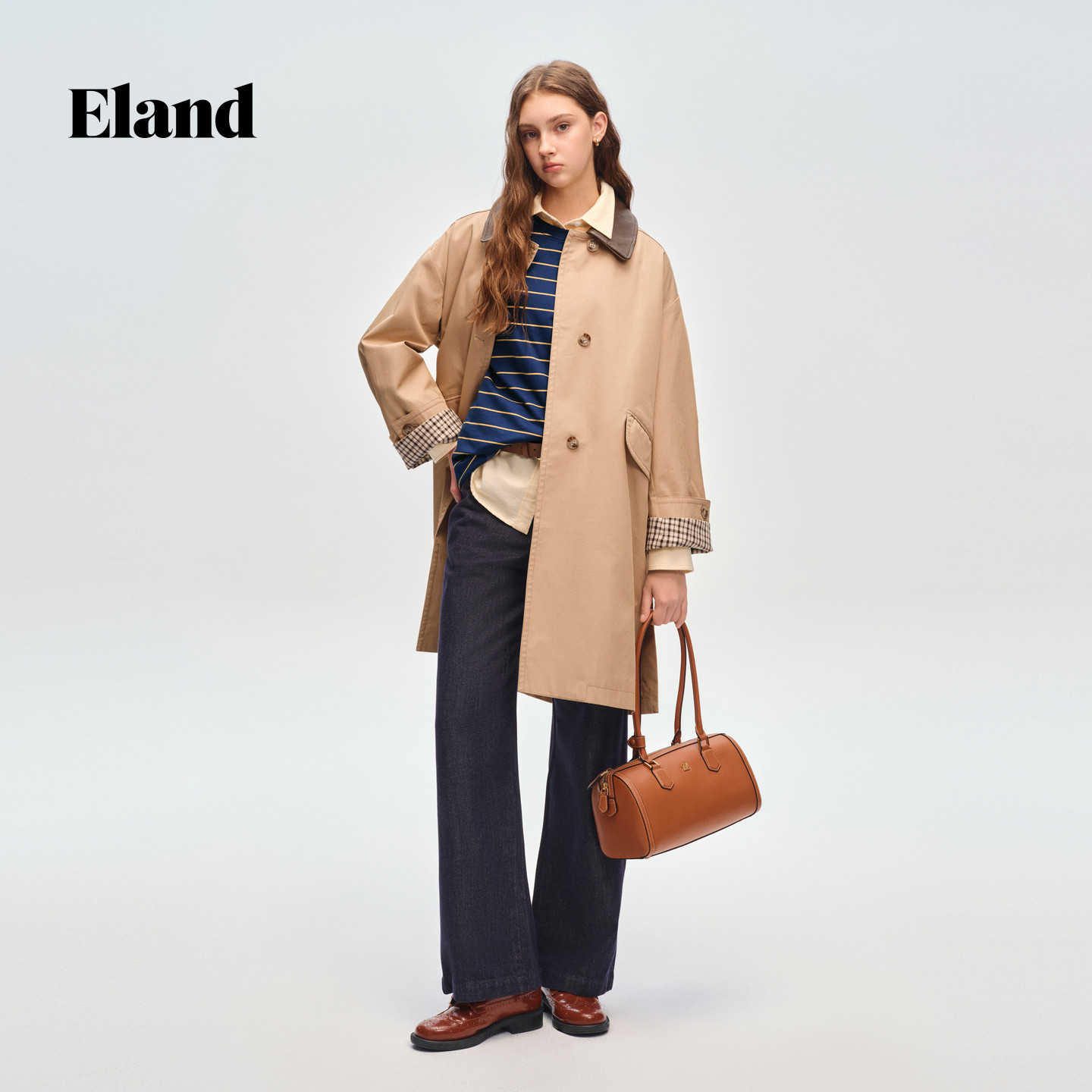 Eland 女中长款翻领长袖