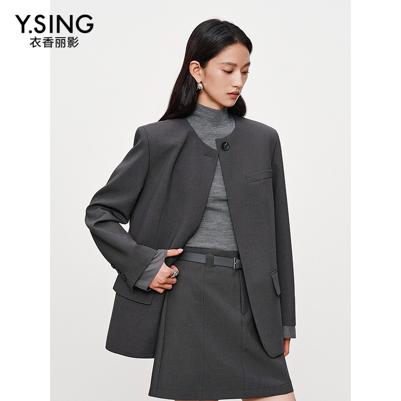 衣香丽影 圆领西装外套女士 气质休闲西服 950731902