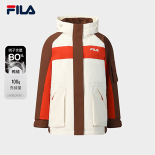 FILA 斐乐官方女士中长款羽绒服冬连帽外套F11W549903F