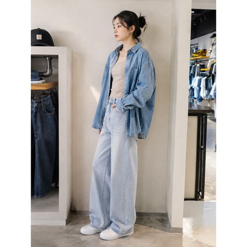 Levi’s李维斯春秋新款女士宽松休闲牛仔衬衫外套007WZ-0011