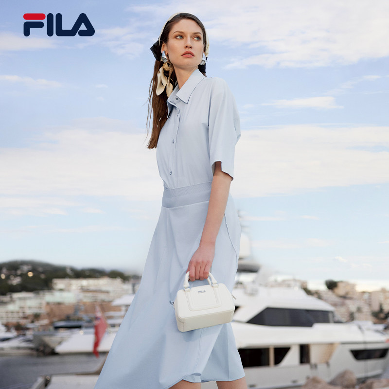 FILA Emerald斐乐女针织短袖外套2025夏宽松短款衬衫F11W524403F