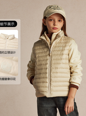 90%鸭绒eland kids童装羽绒马甲男女童24年冬拉链背心EKVWE4T11B