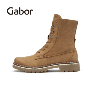 Gabor德国嘉步71761马丁靴 秋冬款复古舒适系带平底短靴