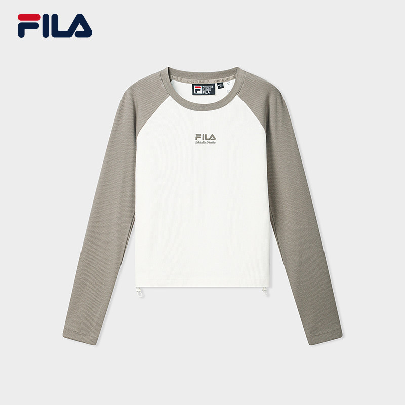 FILA 斐乐女子针织长袖衫2026秋季插肩袖修身长T F11W639205F