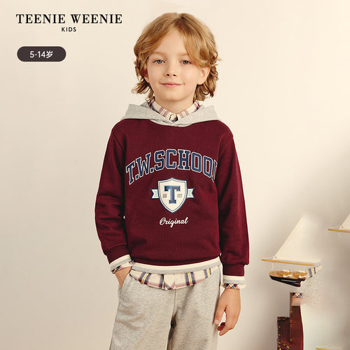 TeenieWeenie Kids小熊童装24秋季款男童舒适连帽卫衣TKMW243803B