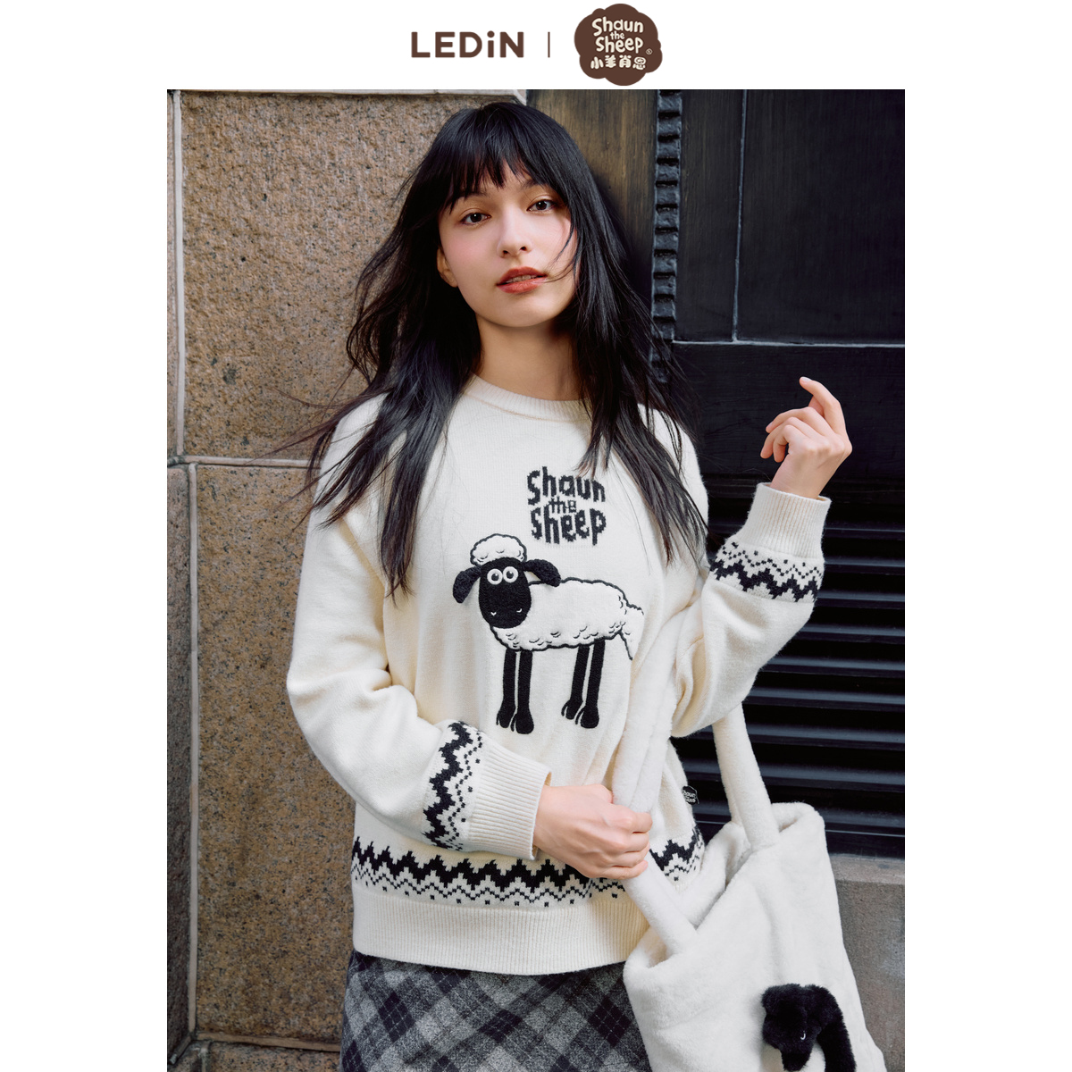 【小羊肖恩联名】乐町线套衫女冬季毛衣C2EEE4203