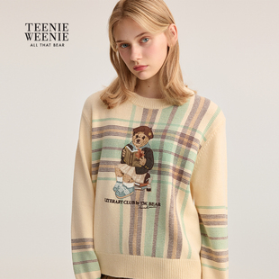 TeenieWeenie小熊女装针织衫2025秋季新款复古休闲大熊圆领毛衣