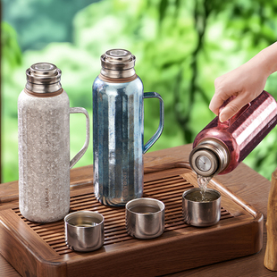 EPORAS八奈司日本内外纯钛保温杯男茶水分离焖泡茶杯保温水壶