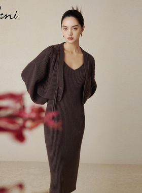 伊芙丽红色气质裙子新款新中式旗袍扣连衣裙套装1DA932071-1