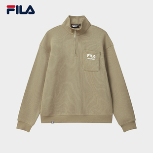 FILA 纯棉半拉炼上衣F11M549204F 斐乐官方男子套头卫衣2025冬新款