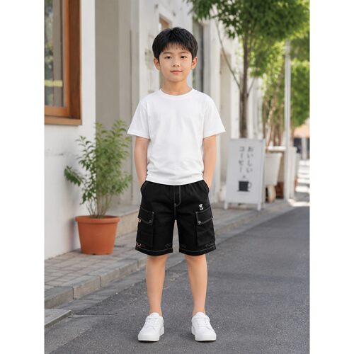 Mini Peace夏季男童可爱小狗刺绣工装短裤F1GCF2C42J96