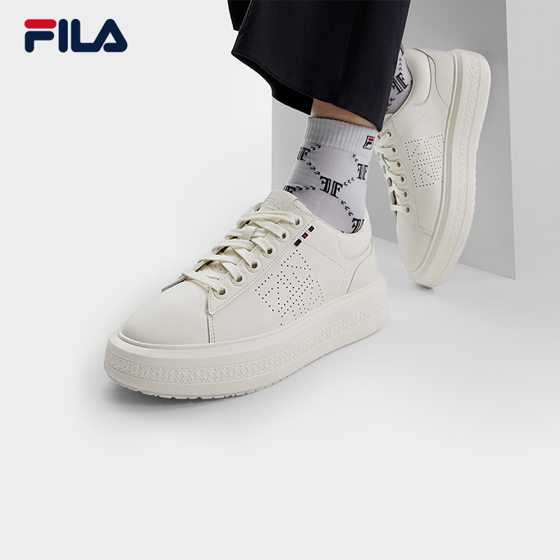 FILA 斐乐女鞋BASELINE复古运动鞋冬千层鞋厚底板鞋F12W442101F