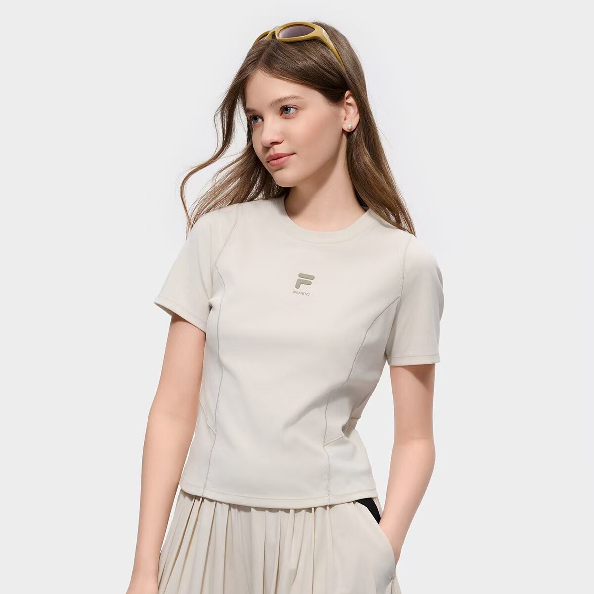 FILA FUSION 女士修身针织短袖T恤衫T11W629102F