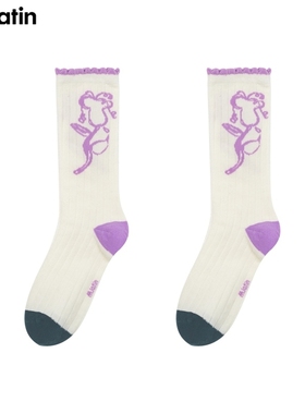 马拉丁24夏女大童精梳棉亲肤中筒袜12431W222S