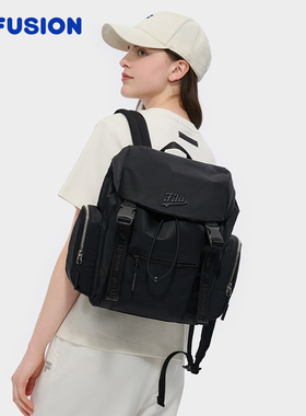 FILA FUSION斐乐女士双肩包2025夏季黑白色T13W522101F