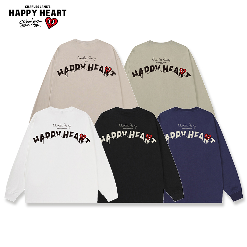 查尔斯桃心男女同款宽松内搭潮牌长袖T恤23828JTCH33085GT158