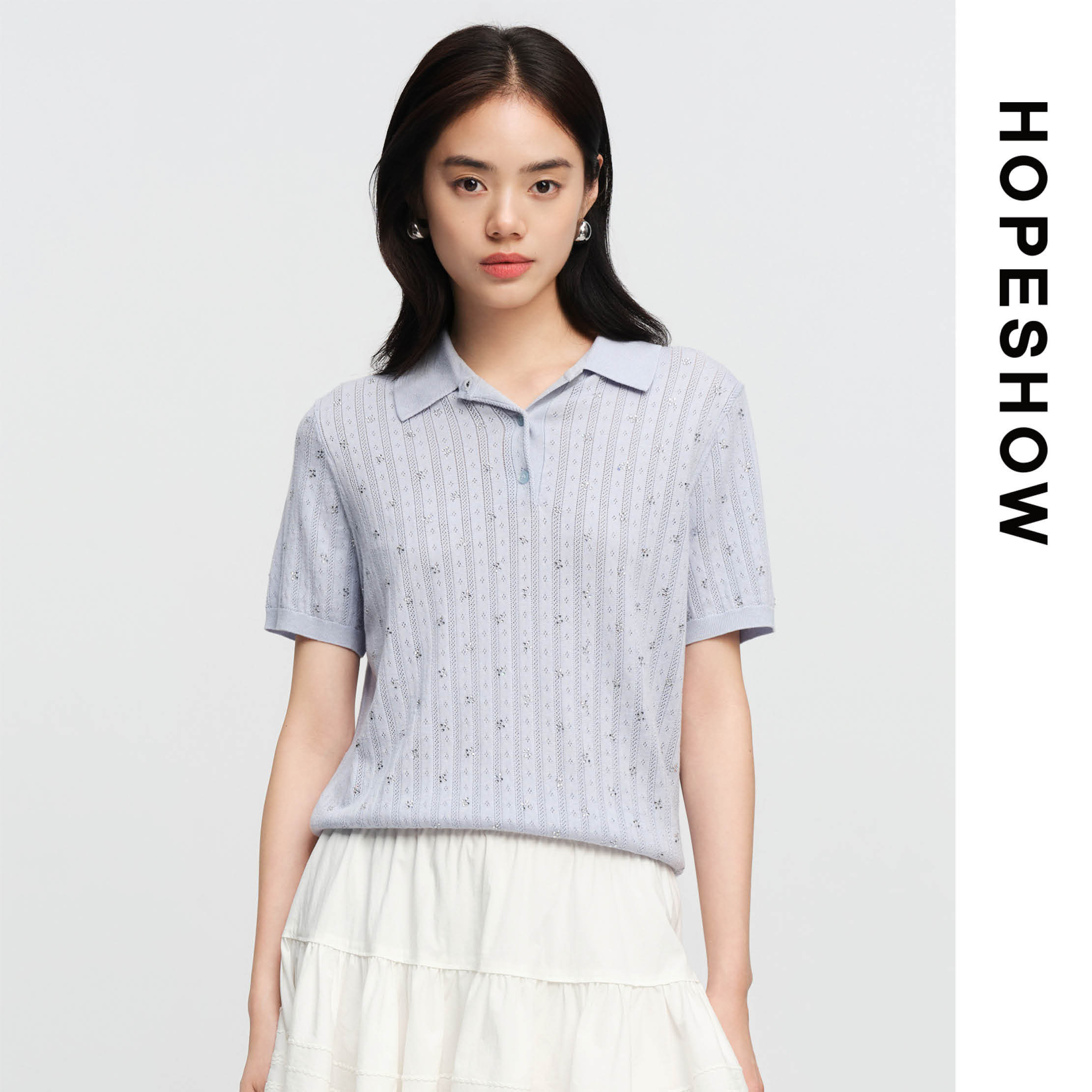 HOPESHOW红袖女士时尚简约针织衫89126220133