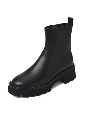 MUX迈思2024时尚牛皮圆头超轻底短靴82141