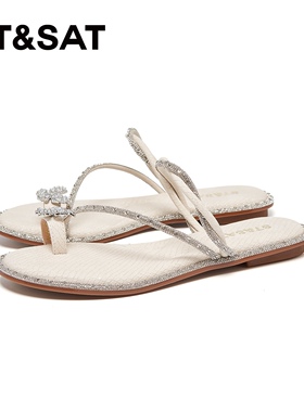 星期六25夏季细闪缀钻夹趾凉拖SSD2110419