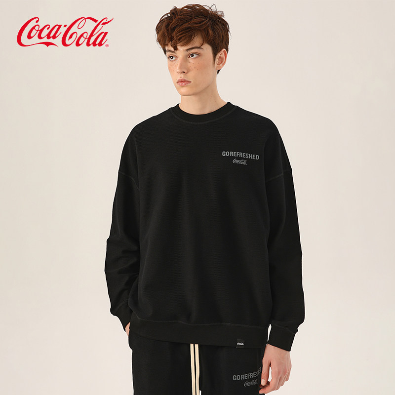 【商场同款】Coca-Cola/可口可乐 针织毛圈简约字母印花圆领卫衣