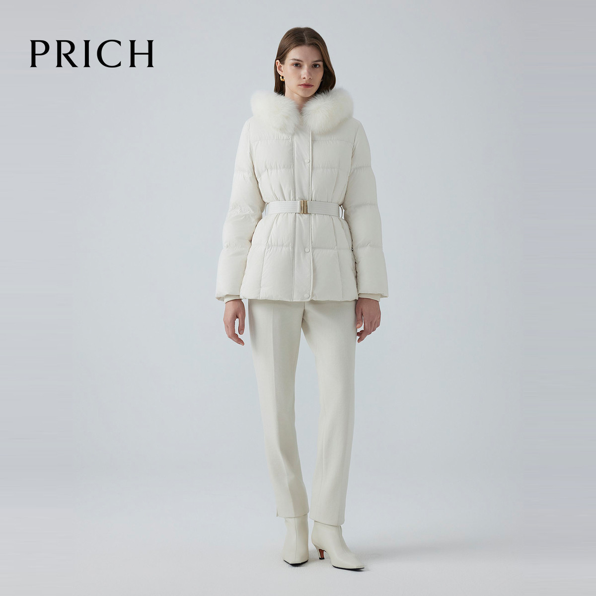 【匈牙利鸭绒】PRICH长款羽绒服冬季可拆腰带外套女PRJDE4V02A