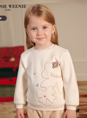 TeenieWeenie Kids小熊童装25新年款女宝圆领加绒卫衣T0MW251158A