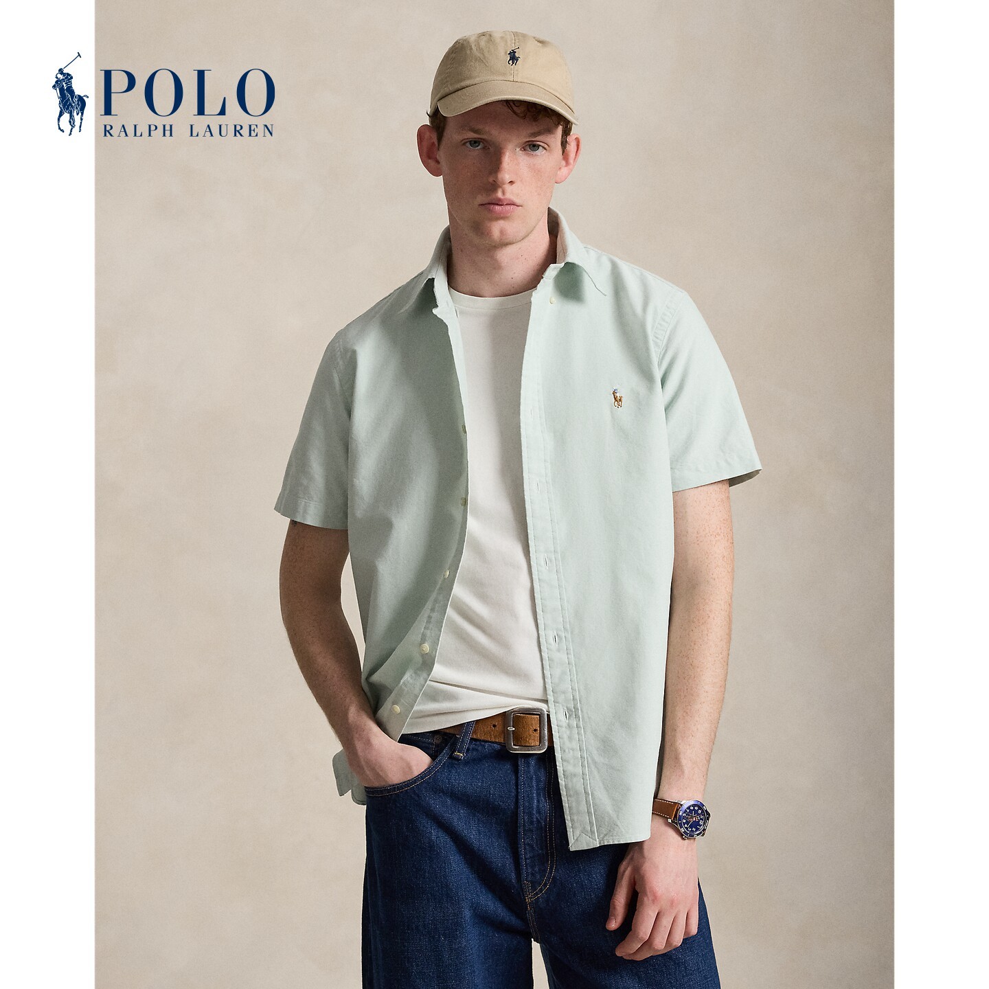 Ralph Lauren/拉夫劳伦男装 经典版短袖衬衫MNPOWOV1N821090