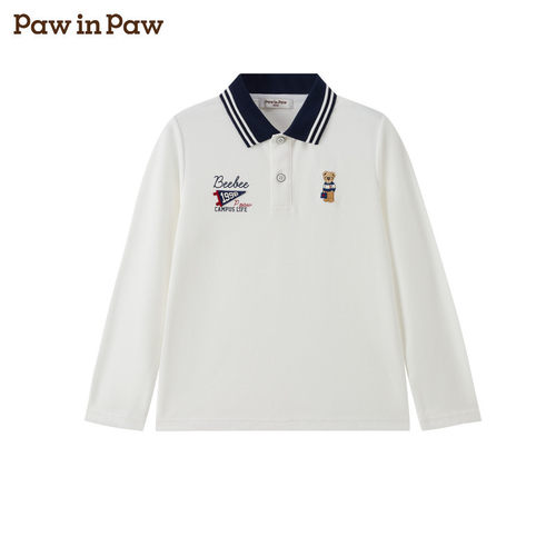 【商场同款】PawinPaw卡通小熊童装26年秋款长袖POLO衫PCLWG3812M