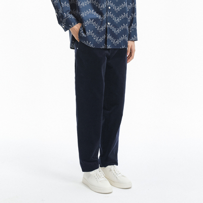 MM麦檬男装棉质藏青直筒宽松休闲锥型裤男9E1150052