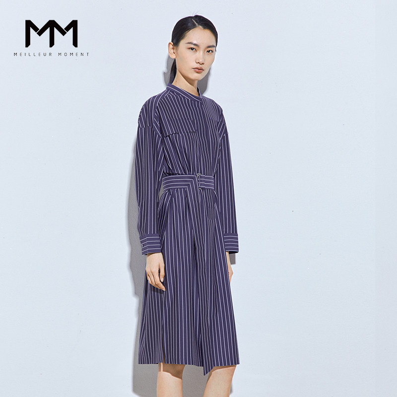 MM/麦檬春季新款条纹a字裙长袖连衣裙5B2190471图片