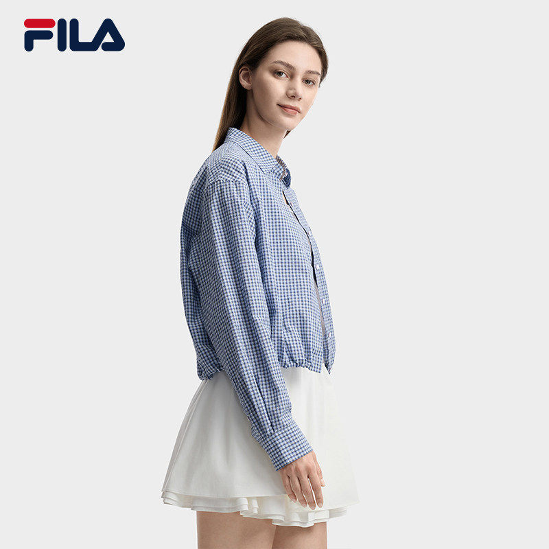 FILA 斐乐官方女子梭织长袖衬衫2026夏新款短款上衣F11W628414F
