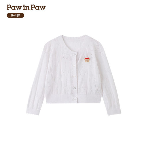 PawinPaw卡通小熊童装26年夏季款女宝宝针织开衫毛衣PBCKG2481M