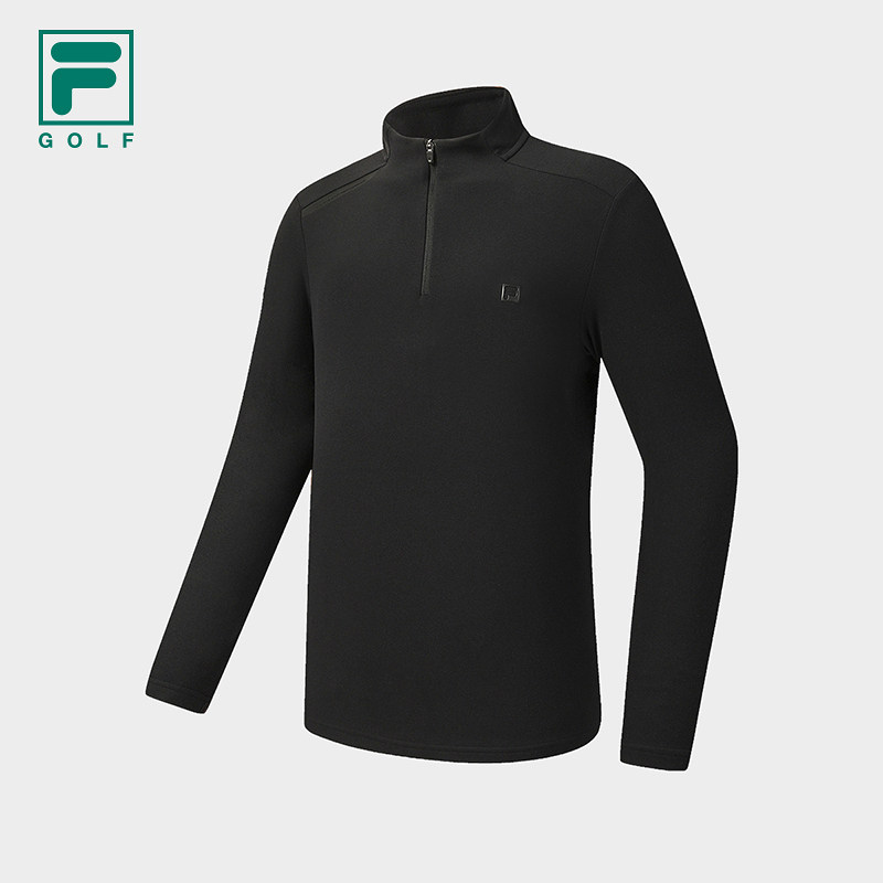 FILA 斐乐男子针织长袖上衣2025冬新款高尔夫加绒长T A11M545218F