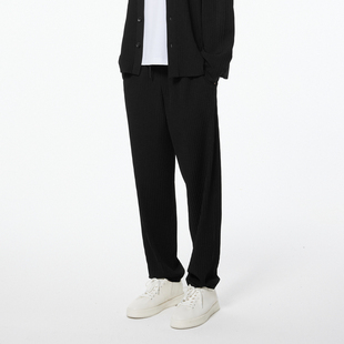 MM麦檬男装23年春黑色宽松百搭休闲长裤9E2250161