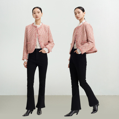 迪赛尼斯2025年冬季法式小香风气质粗呢短款外套女