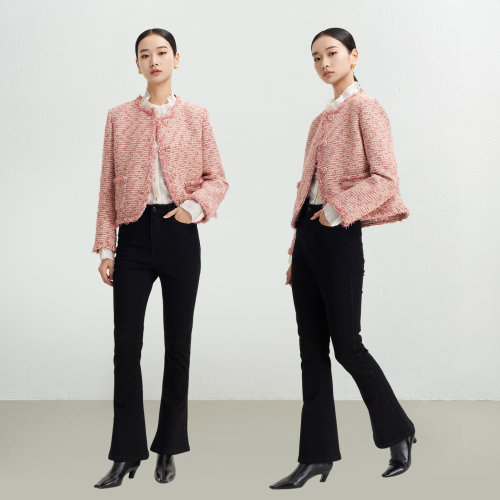 迪赛尼斯2025年冬季法式小香风气质粗呢短款外套女