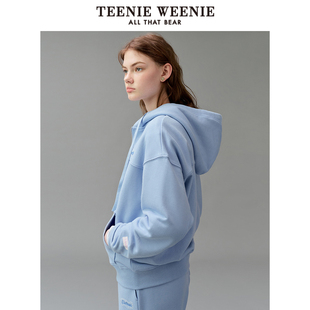 TeenieWeenie小熊女装卫衣2025春季休闲通勤简约舒适连帽外套