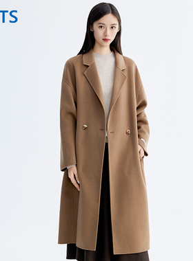 NUTS那时商场同款冬季时尚纯色长袖手工呢料长外套女5491502A1