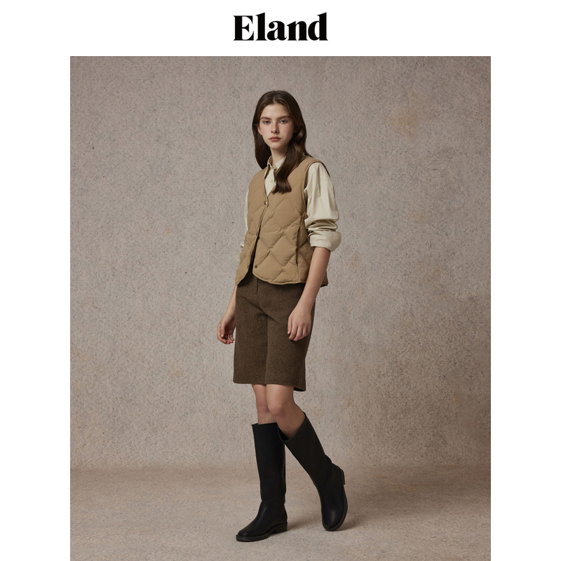 Eland马夹女小v领修身显瘦马甲24冬EEJDE4TE06