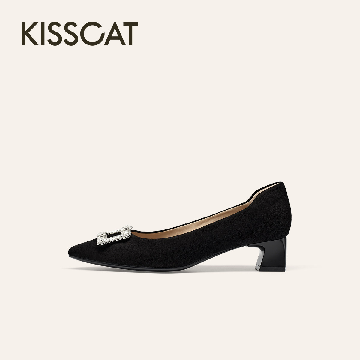 KISSCAT接吻猫[银锭猫掌鞋]26春新真皮浅口单鞋女K75165A-10