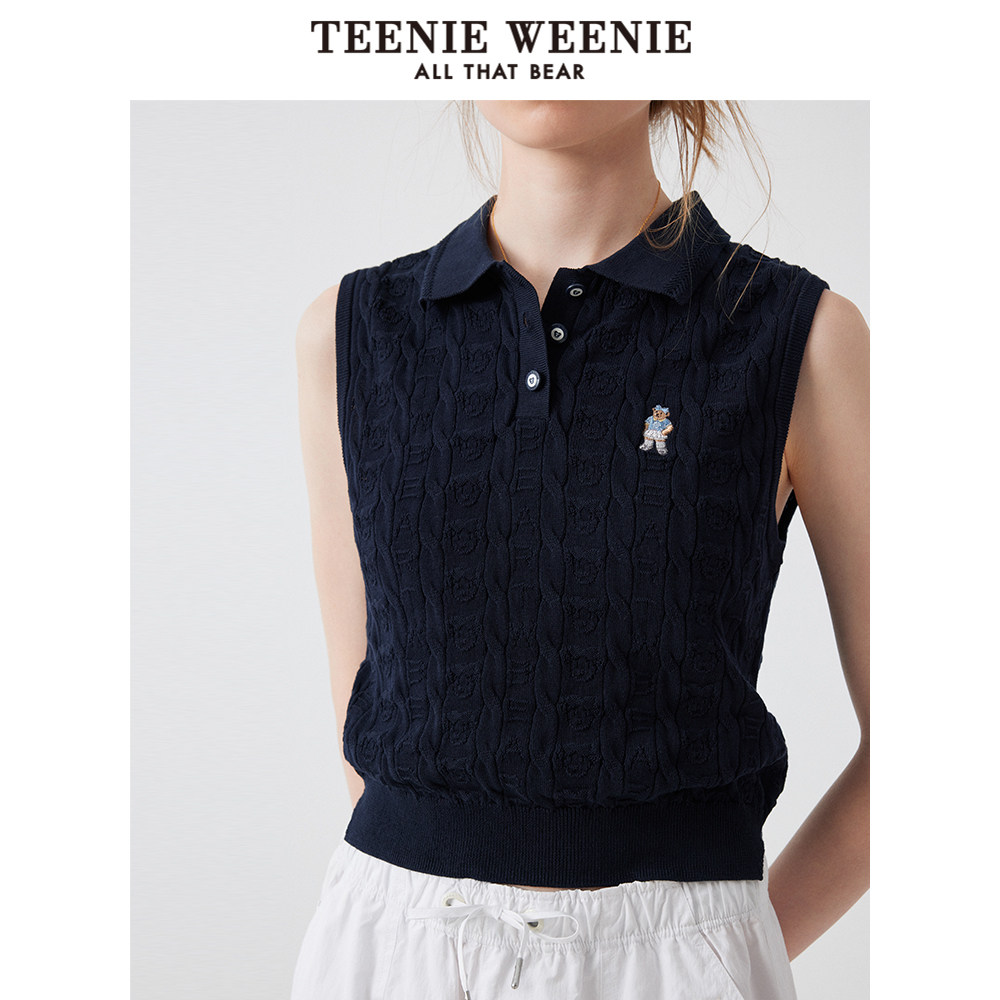 TeenieWeenie小熊女装毛衣2025年夏季简约时尚学院风针织背心