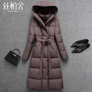 丝柏舍连帽羽绒服2025冬季女装设计感宽松款显瘦中长款外套