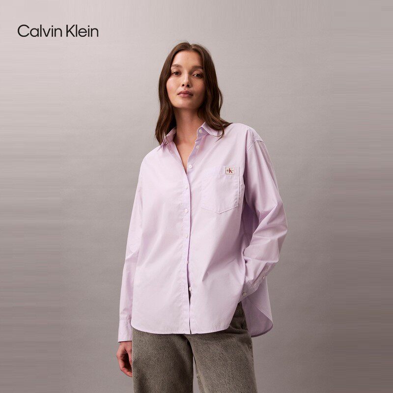 CK Jeans26春夏新女士商务休闲通勤经典布净色长袖衬衫47F147G