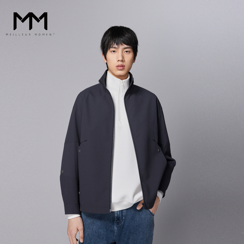 MM麦檬 男装翻领纯色通勤简约休闲夹克外套男9E8210422
