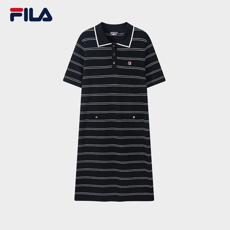 FILA 斐乐官方女编织裙2026秋新款休闲洋装POLO裙F51W638302F